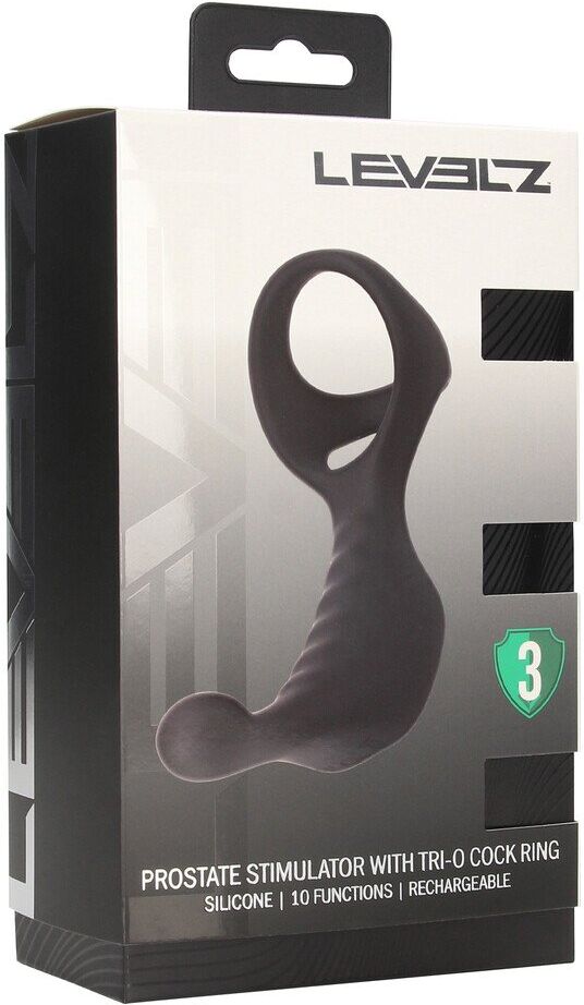 Levelz Stimulateur prostatique en silicone vibrant avec cockring Tri O - Noir