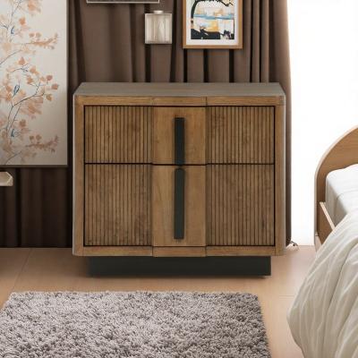 ZWYO HOSIMU "28.25"" 2-Drawer Nightstand Bedside Table, Transitional Wooden End Table Side Cabinet with Fluted Drawer Fronts for Bedroom"