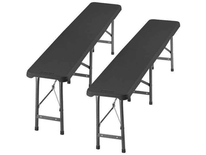tectake Bierbank 2er Set Panja, gummierte Tragegriffe, anthrazit, Anthrazit, Kunststoff, 180x42x27.5 cm, Gartenmöbel, Gartensessel, Gartenstühle