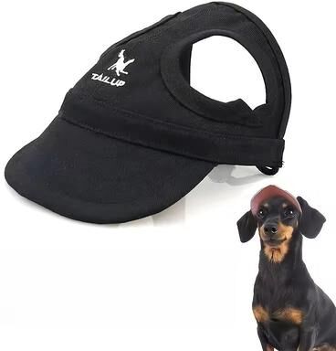 Inspire Select Adjustable PVC Dog Sun Hat Waterproof Pet Hat With Elastic Band For Small, Medium & Large Breeds black s