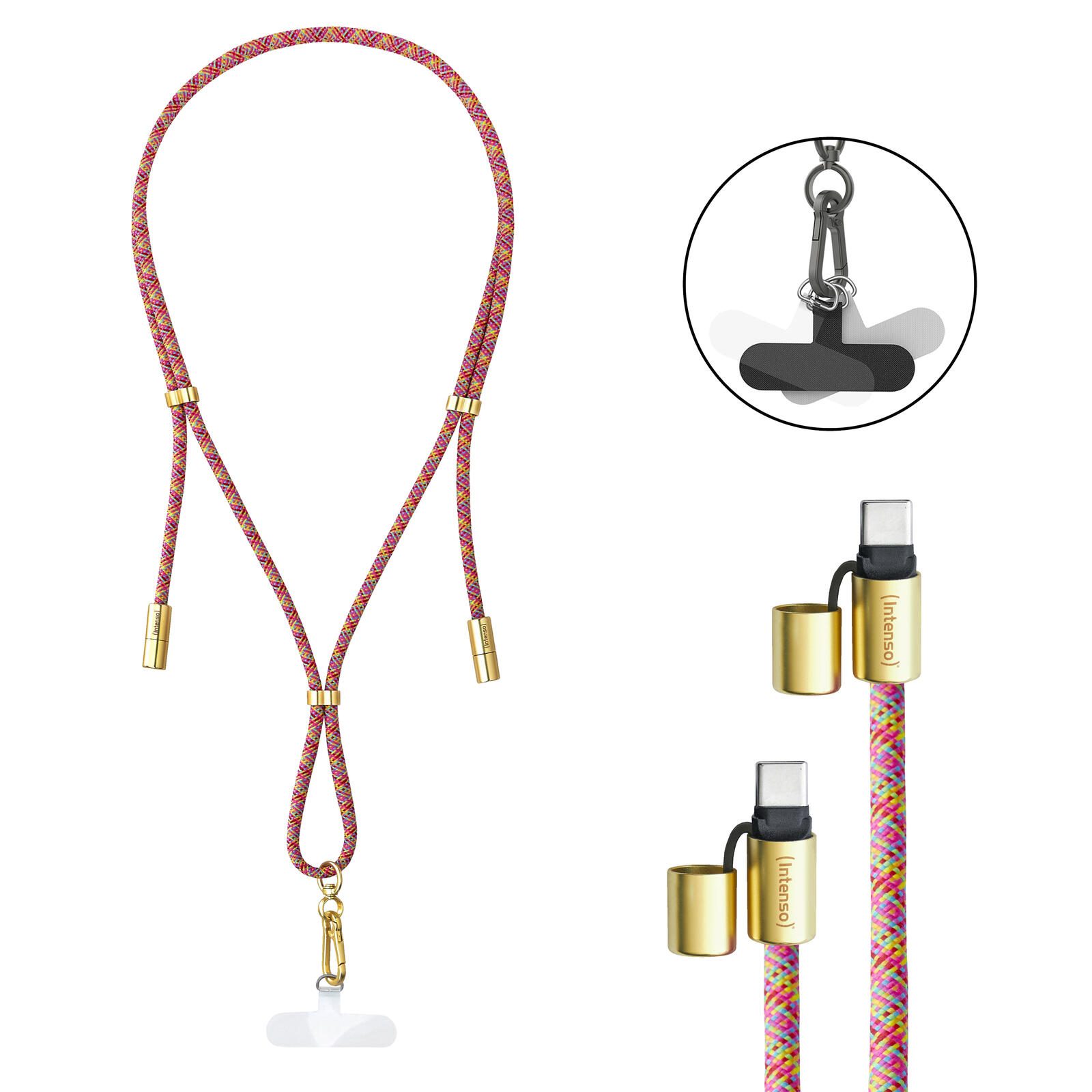 Intenso Handykette Charging Lanyard Ladekabel, neon mix 7991005