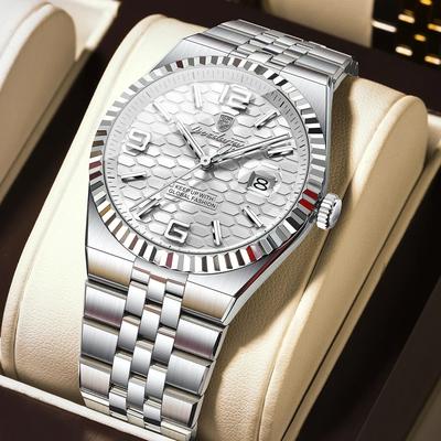 Uplifted Finds Poedagar High Quality Mens Quartz Watch Waterproof Luminous Date silver White