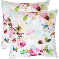 OUTDOOR-KISSEN 2er-Set 45/45 cm – Aquarell-Blumen