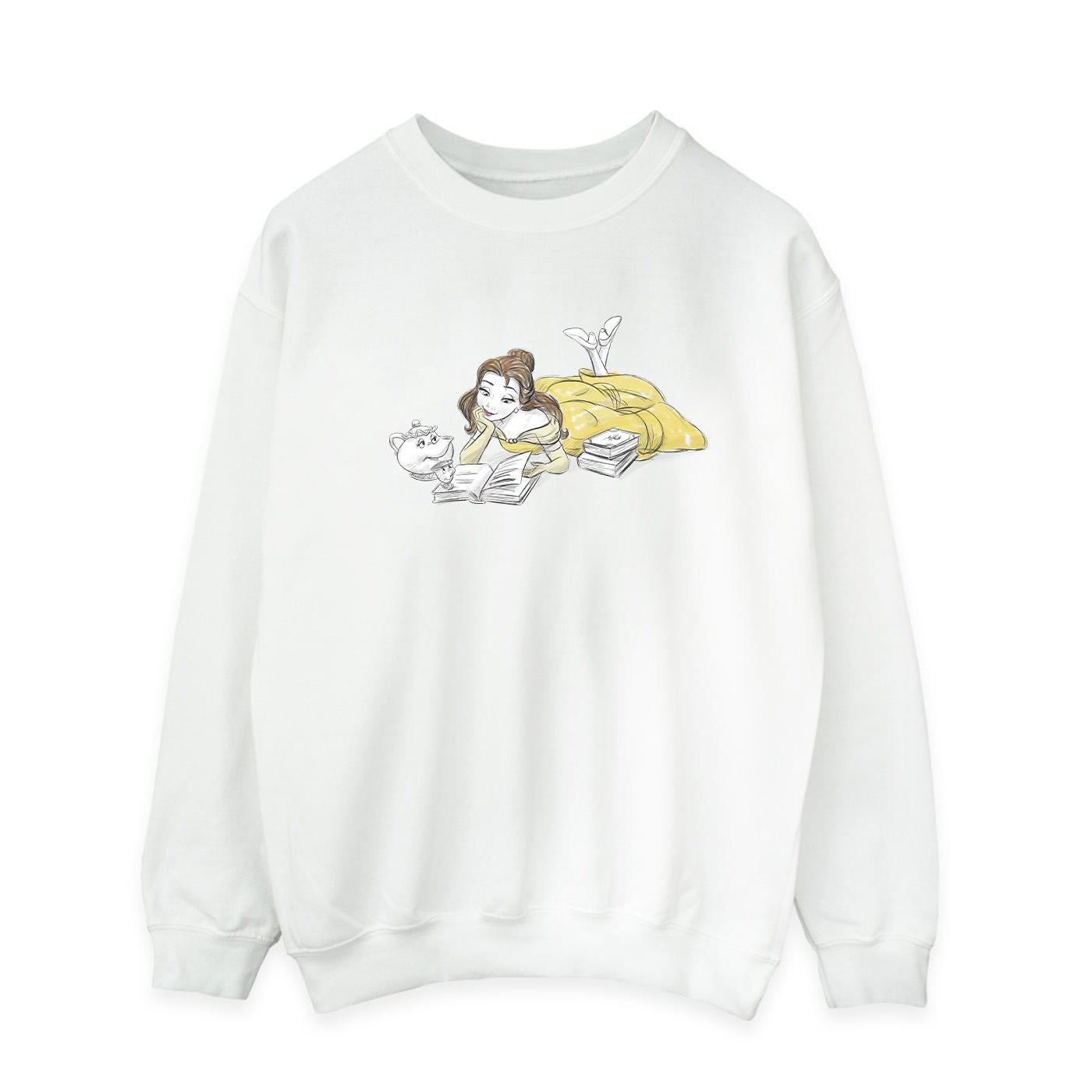 Disney Heren Beauty And The Beast Belle Reading Sweatshirt (Wit)