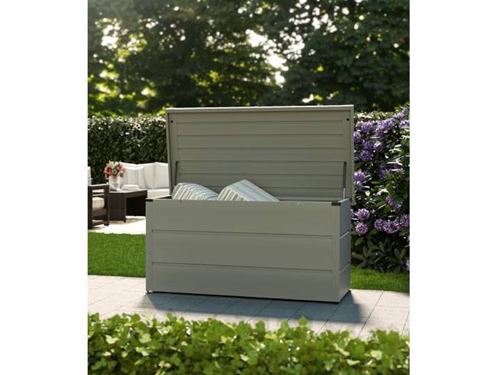 Hörmann Gartenbox Juno Modern (Modell 1320, Ral 9007, Größe 136x67,5x72,5 cm, hellgrau, Aufbwahrungsbox, Stauraum) 4800307