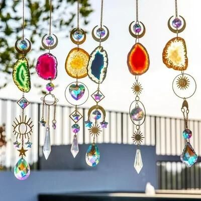 Uplift Essentials Sun And Moon Crystal Prism Suncatcher green