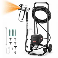 VEVOR Airless-Farbspritzgerät Sprühgerät mit Standfuß 640 W 3000 psi, Farbsprühsystem mit Reinigungsbürste & Schlauch & Verlängerungsstange & Düsen, Farbsprühgerät für Wohnungen, Gebäude