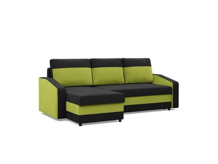 Mebligo - Ecksofa mit Schlaffunktion, Universelle Seite, Schwarz + Grün (Mikro 15 + Mikro 61)