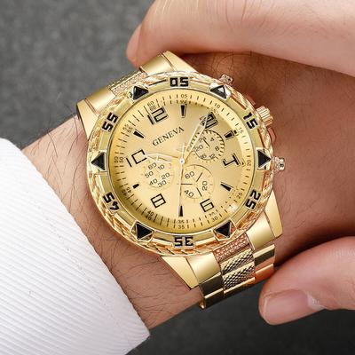 USA Free Shipping Shop Executive Mens Quartz Watch With Large Dial Business Style Timepiece gold Gold No Box