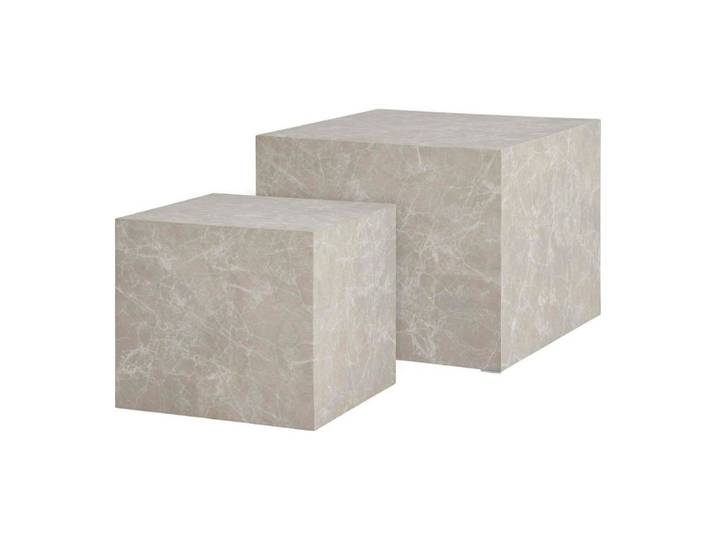 LebensWohnArt Couchtisch 2er-Set Design Couchtisch POSTATO 50cm Marmor-Look beige creme