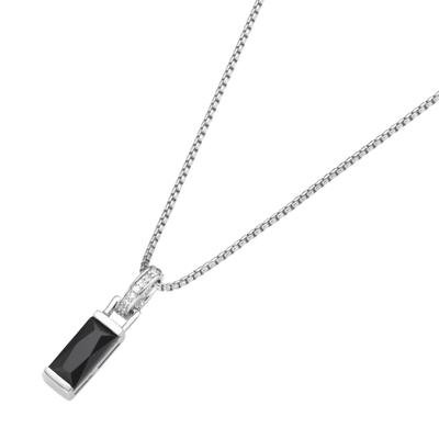 Kette mit Anhänger "mit Anhänger, Zirkonia weiß und schwarz, Silber 925", schwarz-weiß (schwarz, weiß), GIORGIO MARTELLO MILANO, Halsketten, Damen, 45cm