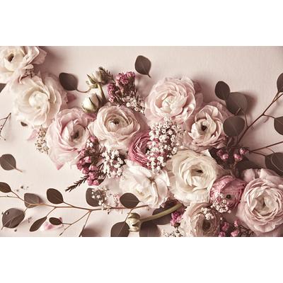 Fototapete LIVING WALLS "ARTist Flat Lay Flower", rosa (beige, creme, rosa), B:4m L:2,7m, Vlies, Tapeten, Vlies, Wand, Schräge