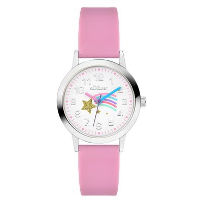 Quarzuhr S.OLIVER "The Twinkle Fun", rosa, Armbanduhren, Kinder, Quarzuhr, Armbanduhr, Silikonarmband, Kinderuhr, Mädchen, analog