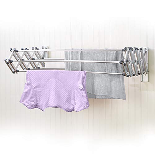 Woolite Aluminium opvouwbaar wandmontage droogrek, zilver, Breedte: 68,58 cm