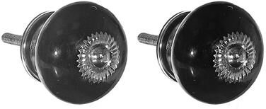 IH Casa Decor Decorative Smooth Ceramic Knob Set Of 2 Black - Set of 2