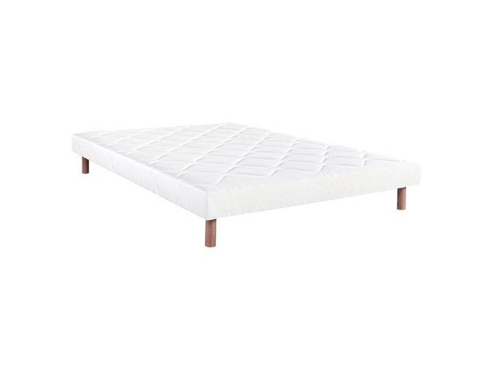 PRESTON - Sommier Tapissier 160x200 Blanc Pieds Bois massif