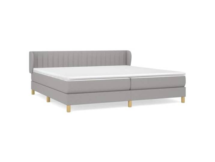 PUGYNBK Boxspringbett, 200 x 200 cm, hellgrauer Stoff Verstellbares Kopfteil, Taschenfederkerne, mittlere Festigkeit, weicher Schutz