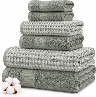 Modern Threads 6-Piece Yarn Dyed Cobblestone Jacquard Towel Set