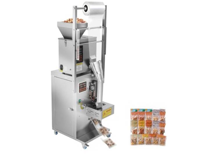 VEVOR Machine d'Emballage et de Remplissage Poudres et Granulés 3-200 g pour Grains de Café\, Thé\, Céréales et Épices\, Pesage Intelligent\, Remplissage et Scellage Automatiques\, en Acier Inox\, Argent