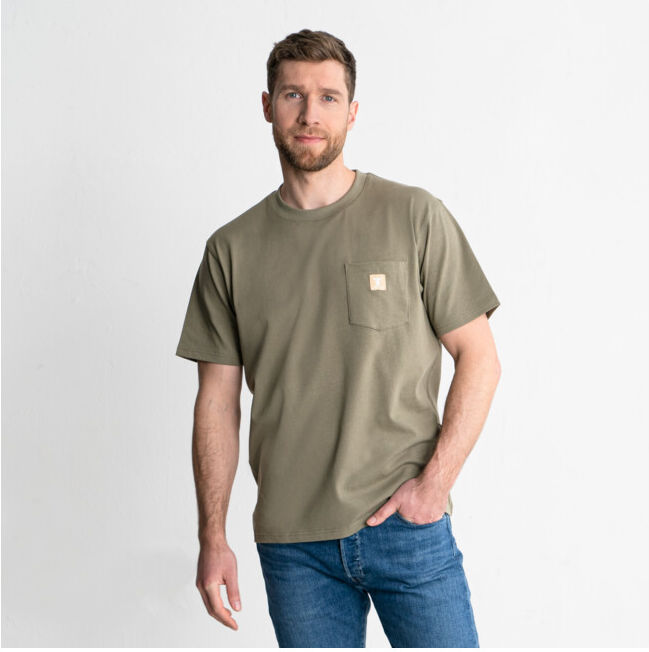 T-shirt STIER Heavy Pocket, Couleur Olive, Taille M, coton organique (906643)