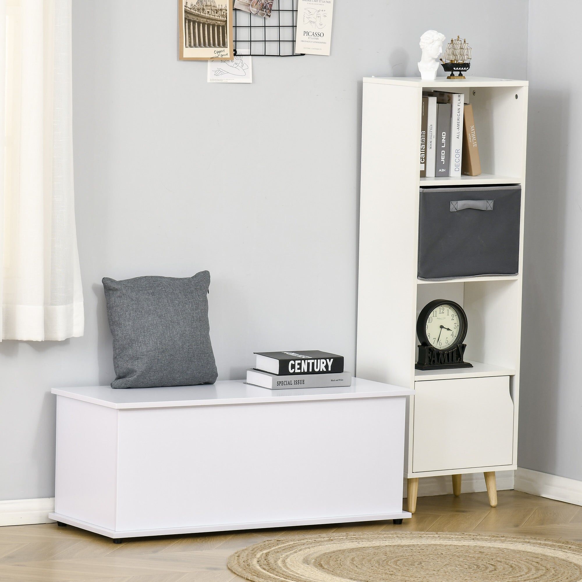 giordanoshop Cassapanca Baule Rettangolare 100x40x40 cm in Legno truciolare Bianco...