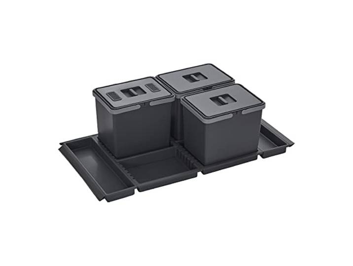 SOTECH Abfallsammler Draw 15+15+15L Abfalltrennsystem mit Deckel Abfallsystem für Korpusbreite 100 cm