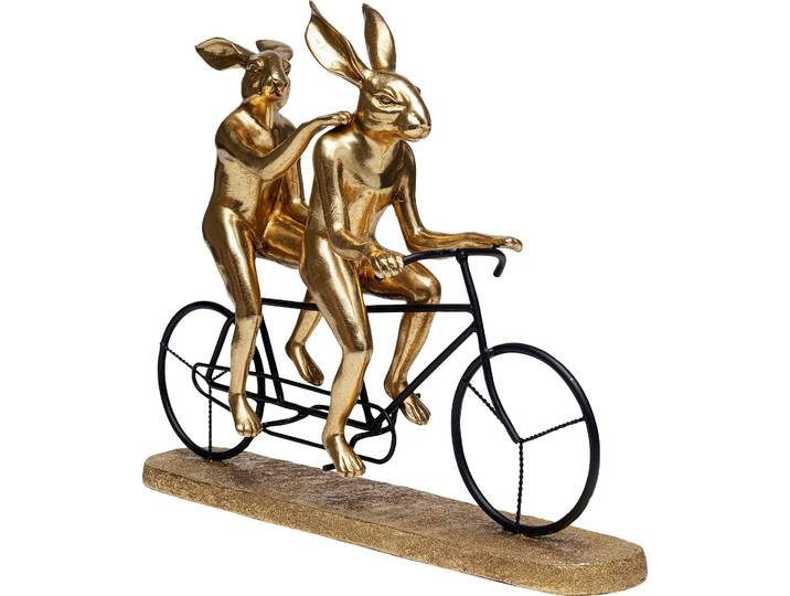 Dekoobjekt KARE DESIGN Deko Objekt Tandem Rabbits 34cm , gold (goldfarben), B:42,5cm H:34cm T:10,5cm, Polyresin, Dekofiguren, Dekoobjekt