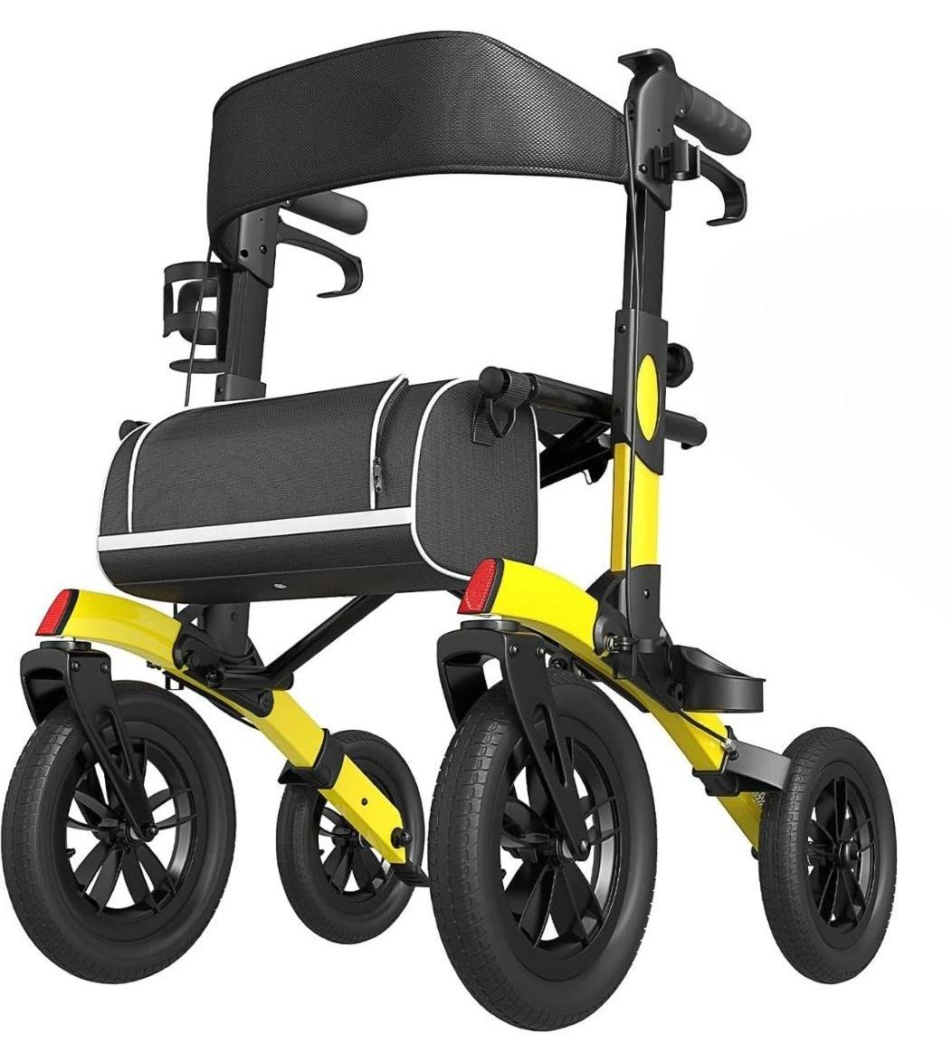 Faltbarer Rollator, leicht, verstellbarer Griff, Gelb