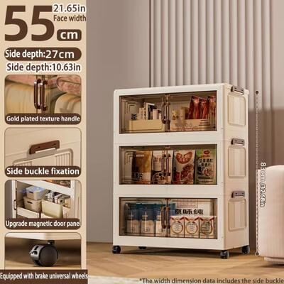 Inspired Finds FlexiStore Foldable Wardrobe Cabinet Dustproof Large Capacity Storage Organizer 21.65in 3 Layers