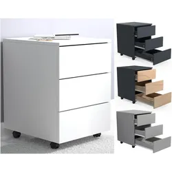 VCM, Rollcontainer, Rollcontainer Beistellcontainer Bürocontainer Rollen rollbar Dasola 3 Schublade (39 x 45 x 55 cm)