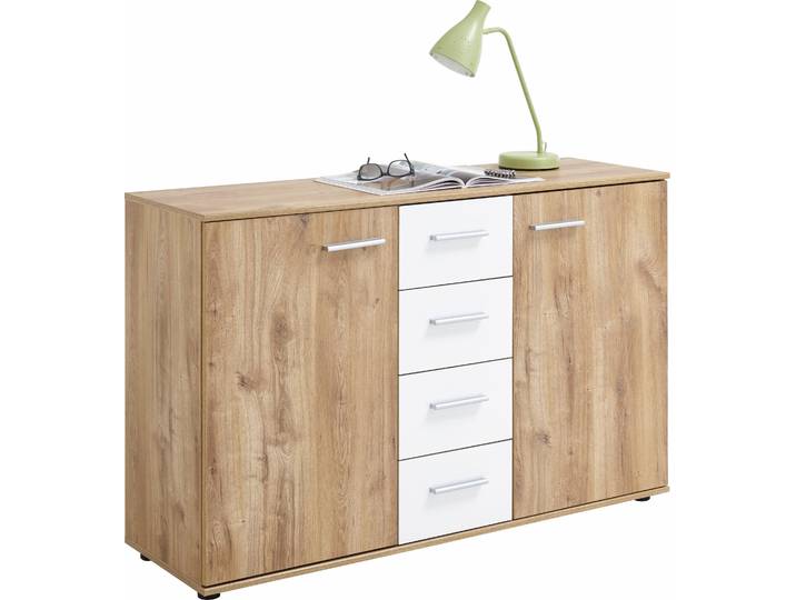Kombikommode WIMEX Katrin , weiss (plankeneichefarben, weiß), B:130cm H:83cm T:41cm, Sideboards, Kombikommode