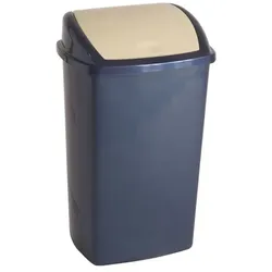 Schwingdeckeleimer Bora Abfallbehälter 50 L Blau Mülleimer mit cremefarbenen Deckel, optionaler Wandhalter