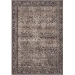 TEPPICH Kurzflor, waschbar, mit floralen Ornamenten, VERNANTE in Braun-Grau, 160 x 230 cm
