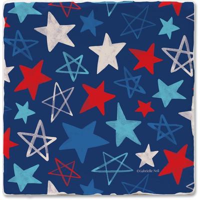 Thirstystone Patriotic Stars 4 Pack Tumbled Tile Coaster Manufactured in The USA