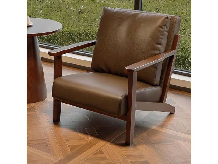 Retro Sessel Ohrensessel PU Leder Massivholzrahmen Gepolstert loungesessel Vintage Einzelsofa Sessel Ohrensessel Polsterstuhl for Wohnzimmer/Schlafzimmer/Empfangsbereich(Coffee2)