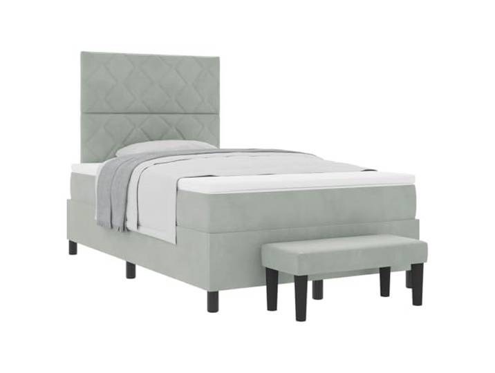 KTHLBRH Boxspringbett hellgrau 190 x 120 cm mit Kopfteil aus Samt Kopfteil aus Samt, Struktur aus Holz, Matratze aus mittelfestem Schaumstoff, modernes Design, einfache Wartung