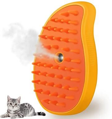 Uplift Picks Cat And Dog Steam Brush Silicone Grooming Comb For Shedding Massage And Cleaning yellow