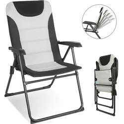 HOMECALL Campingstuhl Gartenstuhl klappbar, polyester, 5 fach Verstellbarer Rückenlehne, bis 150kg, weiß/schwarz
