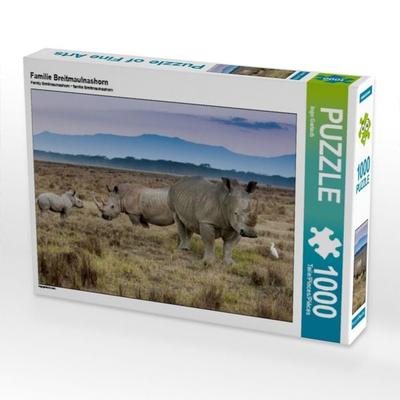CALVENDO Puzzle Familie Breitmaulnashorn | 1000 Teile Lege-Größe 64x48cm Foto-Puzzle für glückliche Stunden