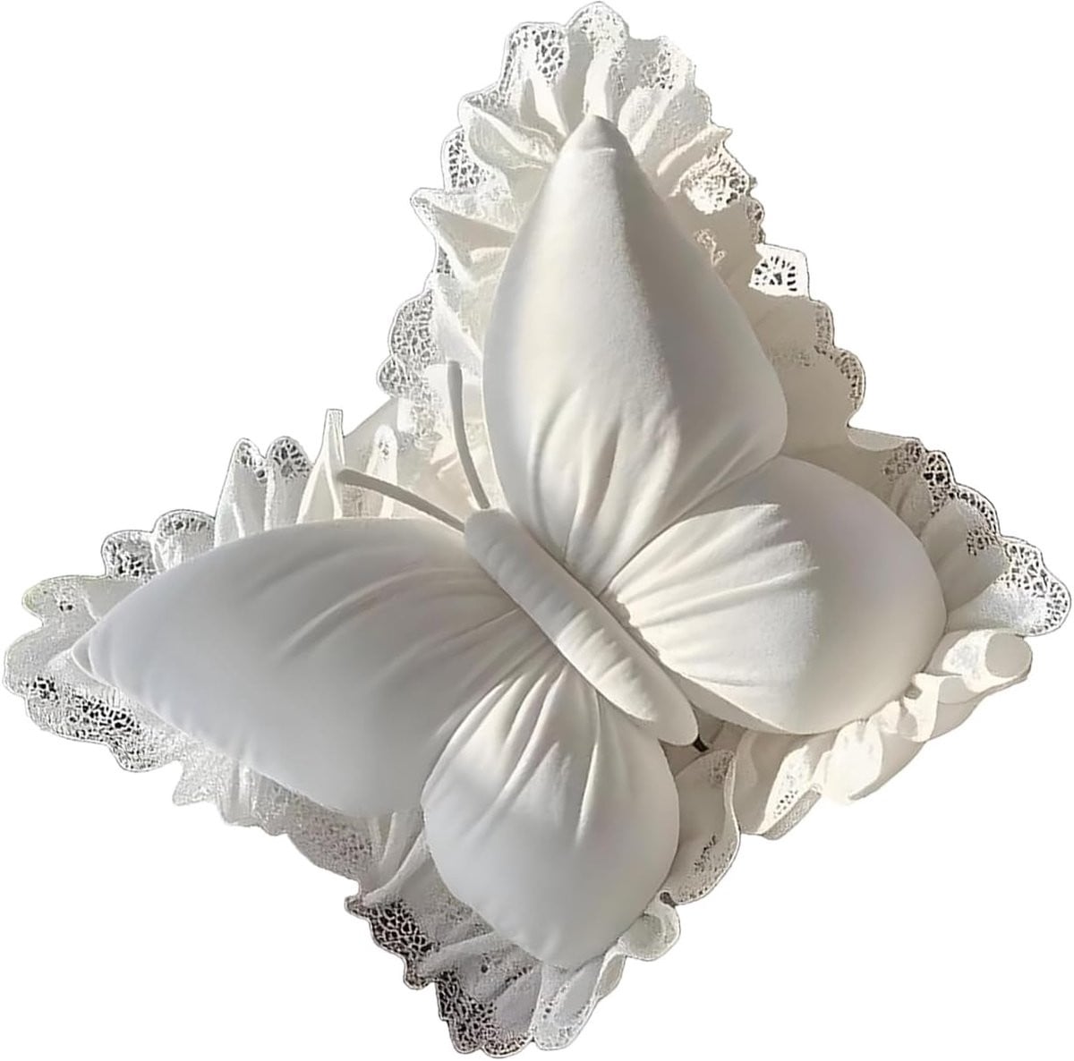 Beige Vlinderkussen - Pluche decoratief kussen met zachte textuur - 45 x 40 cm