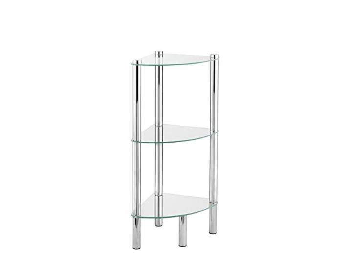 WENKO Étagère d'angle Yago avec 3 étagères en Verre Étagère de Salle de Bain Brillant