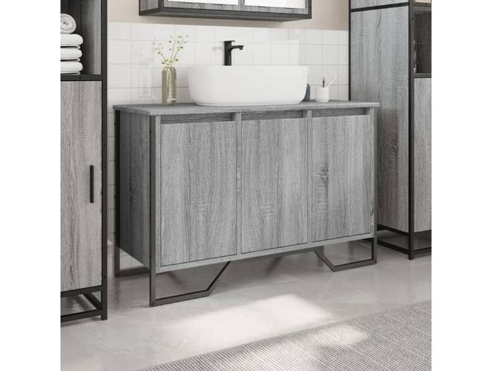 (Vente chaude)Meuble-lavabo de Salle de Bain Cabinet Sous évier JILL'S Meuble WC sonoma gris 91x35x60 cm - M498698