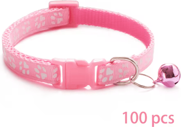 Inspire Picks 100PCS Adjustable Pet Collars With Bell Safety Neck Straps For Cats & Dogs pink 19 23cm