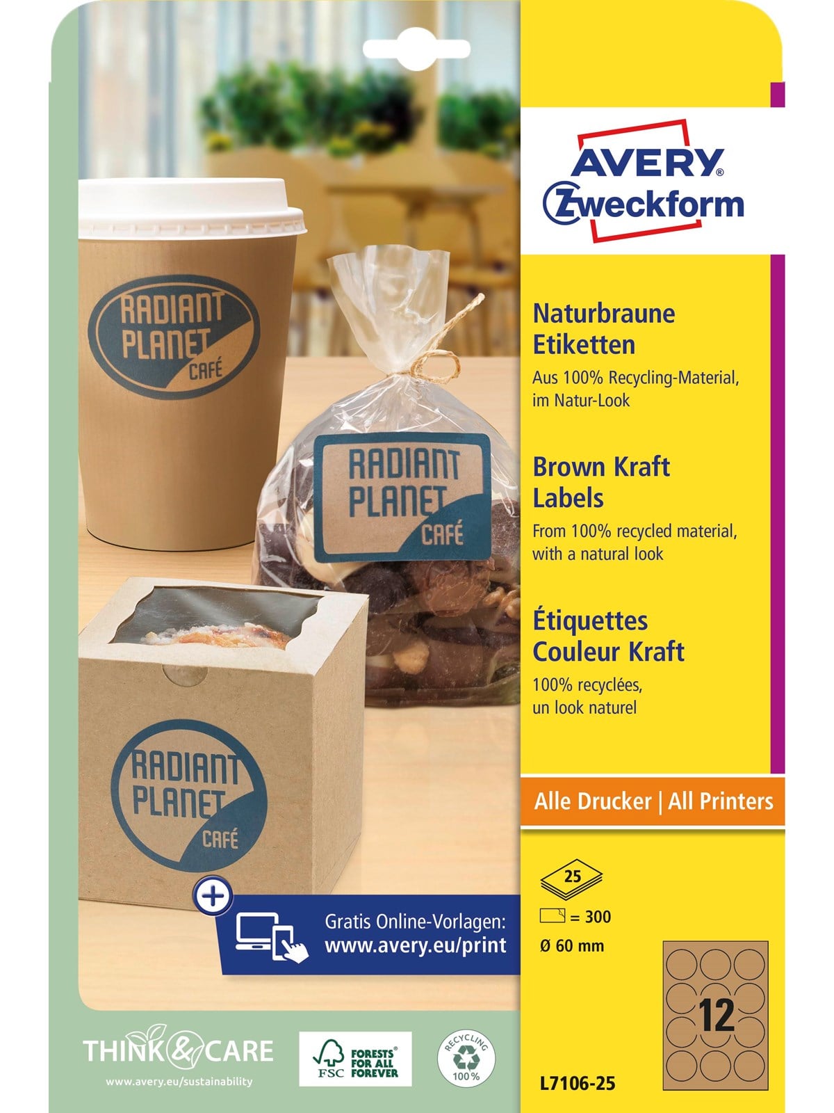 Avery Round Brown Kraft Product Labels (recycle)