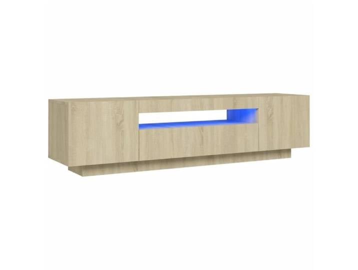 Meuble TV - ASHATA - Chêne sonoma - 160x35x40 cm - Lumières LED RVB - Montage facile