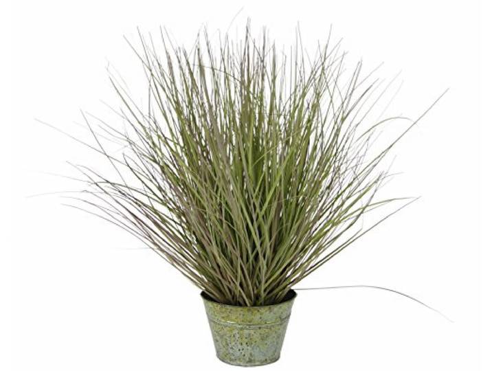 Künstliches Gras im Topf aus Zink Kunstgras Dekogras Grasbusch Grasbüschel Kunst Ziergras Solitärgras Dekopflanze Grünpflanze Pflanze Kunstpflanze