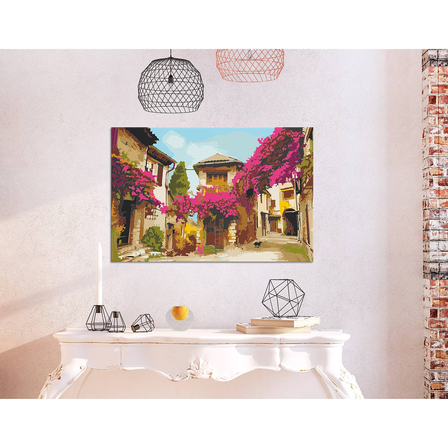 home24 Schilderen op Nummer Mediterrane Stad Canvas Multicolour 40 x 50 cm
