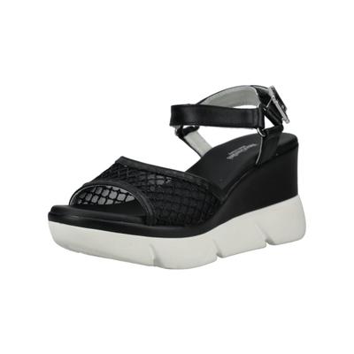 Keilsandalette NERO GIARDINI "Nero Giardini Sandalen Leder/Textil", Damen, Gr. 40, schwarz, Leder, Textil, Schuhe