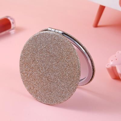 Fusion Finds Glitter Compact Makeup Mirror Double Sided Foldable Pocket Mirror With 1X And 2X Magnification gold