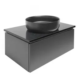 SAT Badezimmerschrank mit Waschbecken Feel 80x30x46 cm Anthrazit Matt SATFEEL80ANTZ